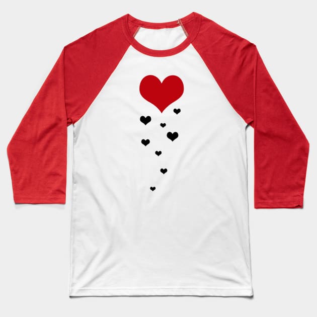 It's Raining Hearts Baseball T-Shirt by Ndolor